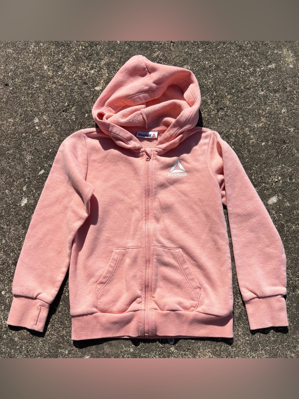 Reebok Kids Light Pink Hooded Zip Fleece Sweatshirt